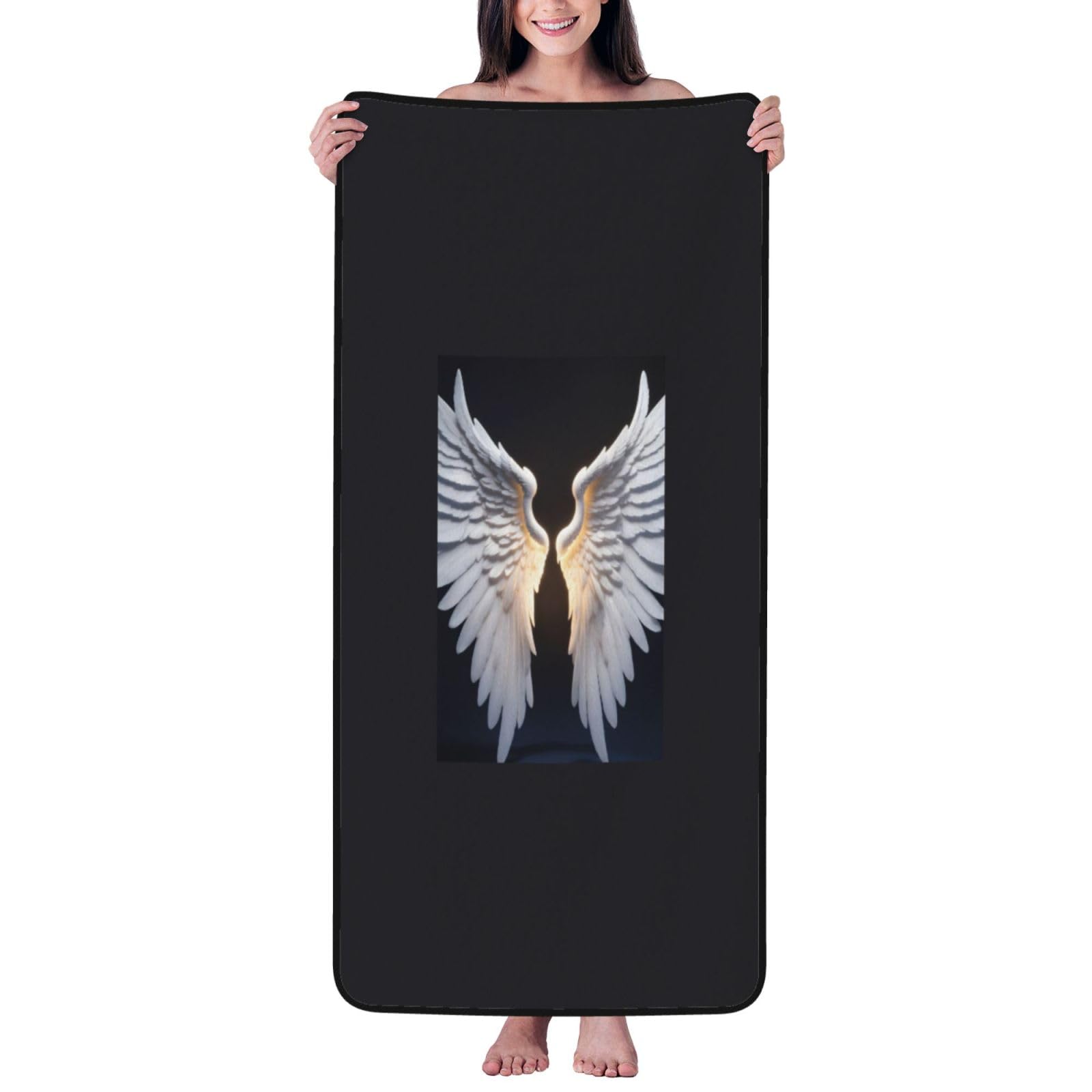 Serviette de bain velours corail ailes d'ange anti-irritation et séchage rapide