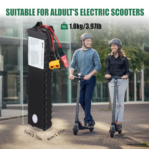 Image of Scooter Battery, 36V 7500mAh Rechargeable Lithium Battery Pack for 36V E-Scooters, with 15A BMS, Multiple Adapters Compatible with Most Electric Scooters 270WH