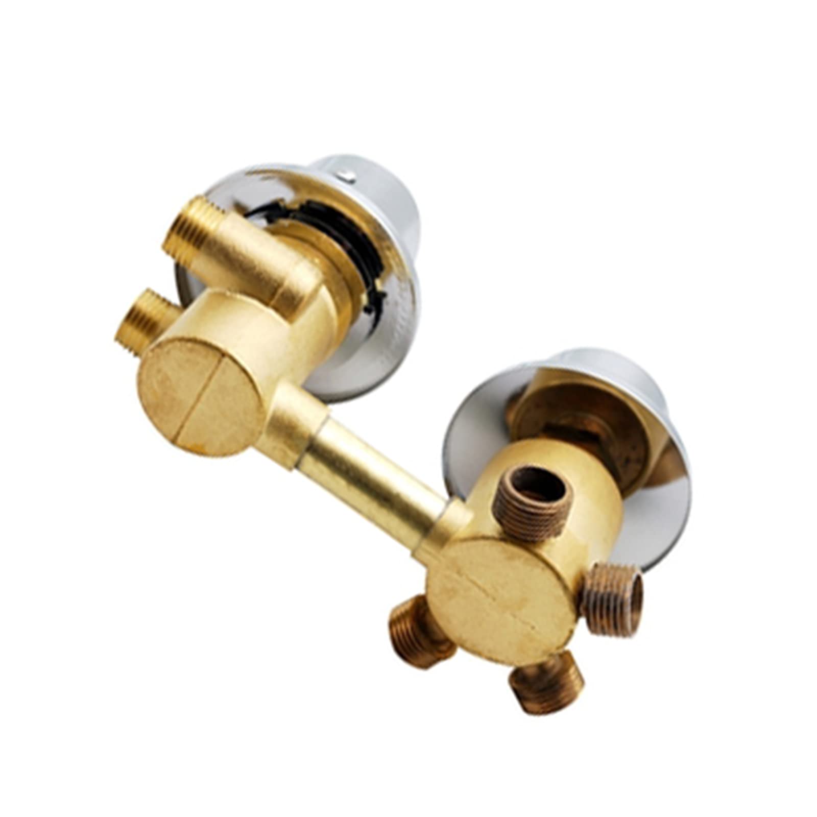 ZYCHSJXA Upgraded 4-Way Brass Shower Valve Mixer, Thermostatic Faucet with Diverter, G1/2 Thread, Dual Handle Control, Cartridge, Perfect for Cabin