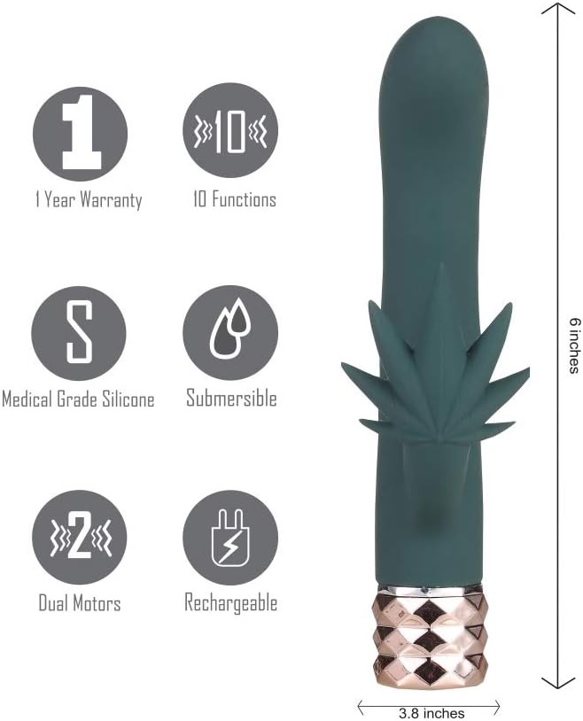 KUSHA Crystal Gems USB Rechargeable 10-Function G-SPOT Rabbit-Style Vibrator - Gray