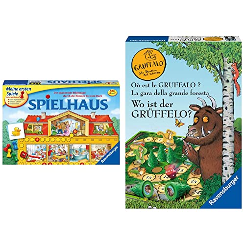 Ravensburger 21424 - Spielhaus - Kinderspielklassiker, spannende Bilderjagd für 2-4 Spieler ab 4 Jahren & Kinderspiele - 20833 - Wo ist der Grüffelo? - Brettspiel für 2-4 Grüffelo-Fans ab 4 Jahren