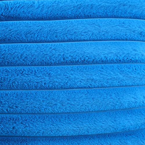 FUTEI Royal Blue Striped Decorative Throw Pillow Covers 24x24 Inch Set of 2,Square Fall Decorations Couch Euro Pillow Case,Soft Cozy Faux Rabbit Fur & Velvet Back,Modern Home Decor for Bed