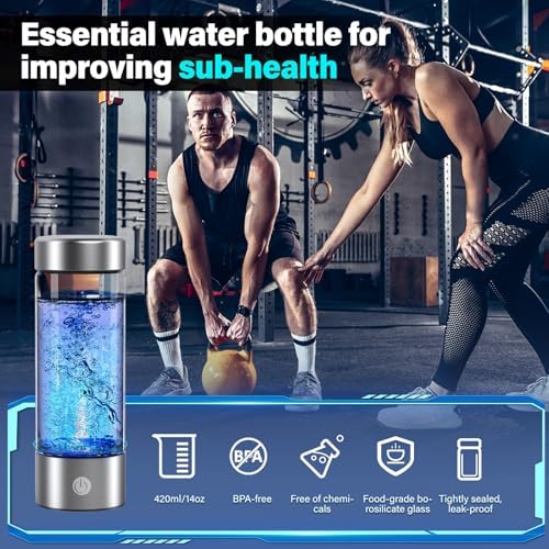 BEVECK 14 oz Portable Hydrogen Water Bottle Generator with PEM-SPE Technology, USB Rechargeable Hydrogen Water Ionizer Cup, Produces up to 3000 ppb Hydrogen in 3 Minutes for Home, Gym, Office & Travel — view 5