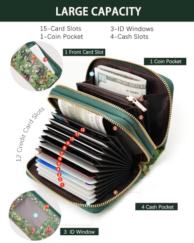 Image of Flower Cat Credit Card Holder for Women,Accordion Wallet