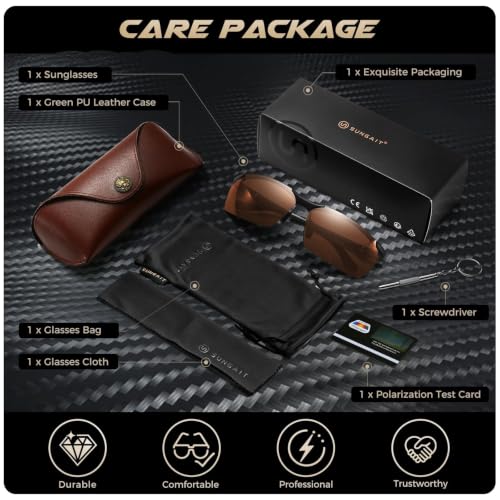 Image of SUNGAIT Carbon Fiber Sunglasses Men Sports Rimless Polarized Shades for Driving Fishing Running Gifts Eye Protection