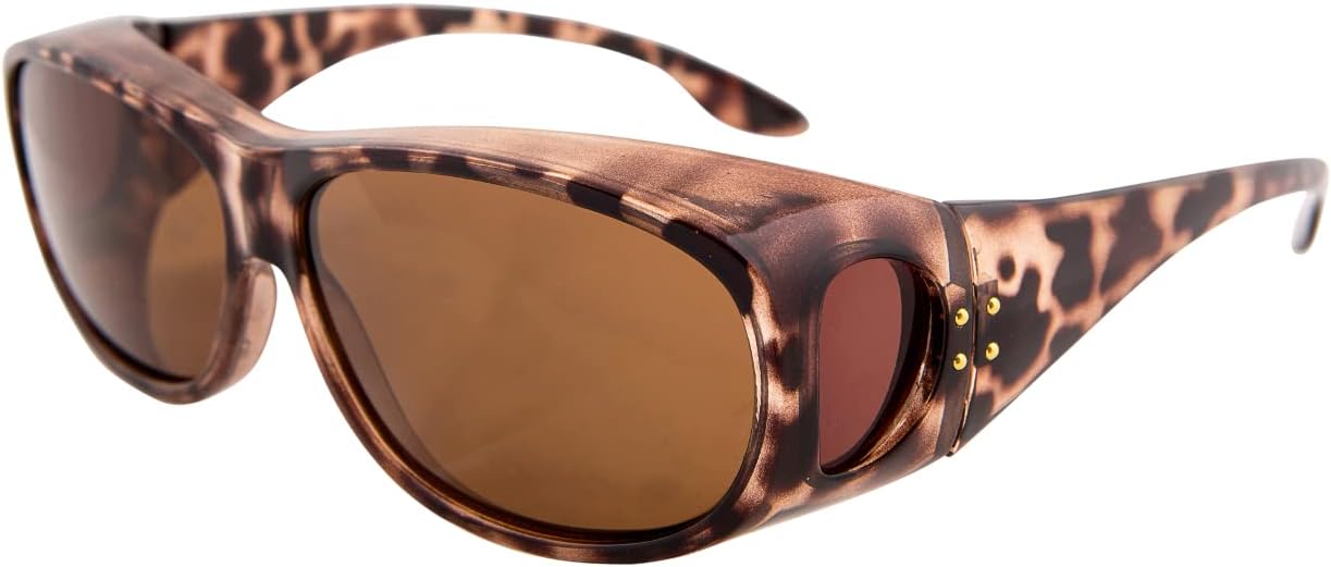 Remaldi Opticaid Over Glasses Fit Over Sunglasses Polarised Anti Glare UV400 Wrap Around Womens Mens Category 3 Lens , Taupe, One size