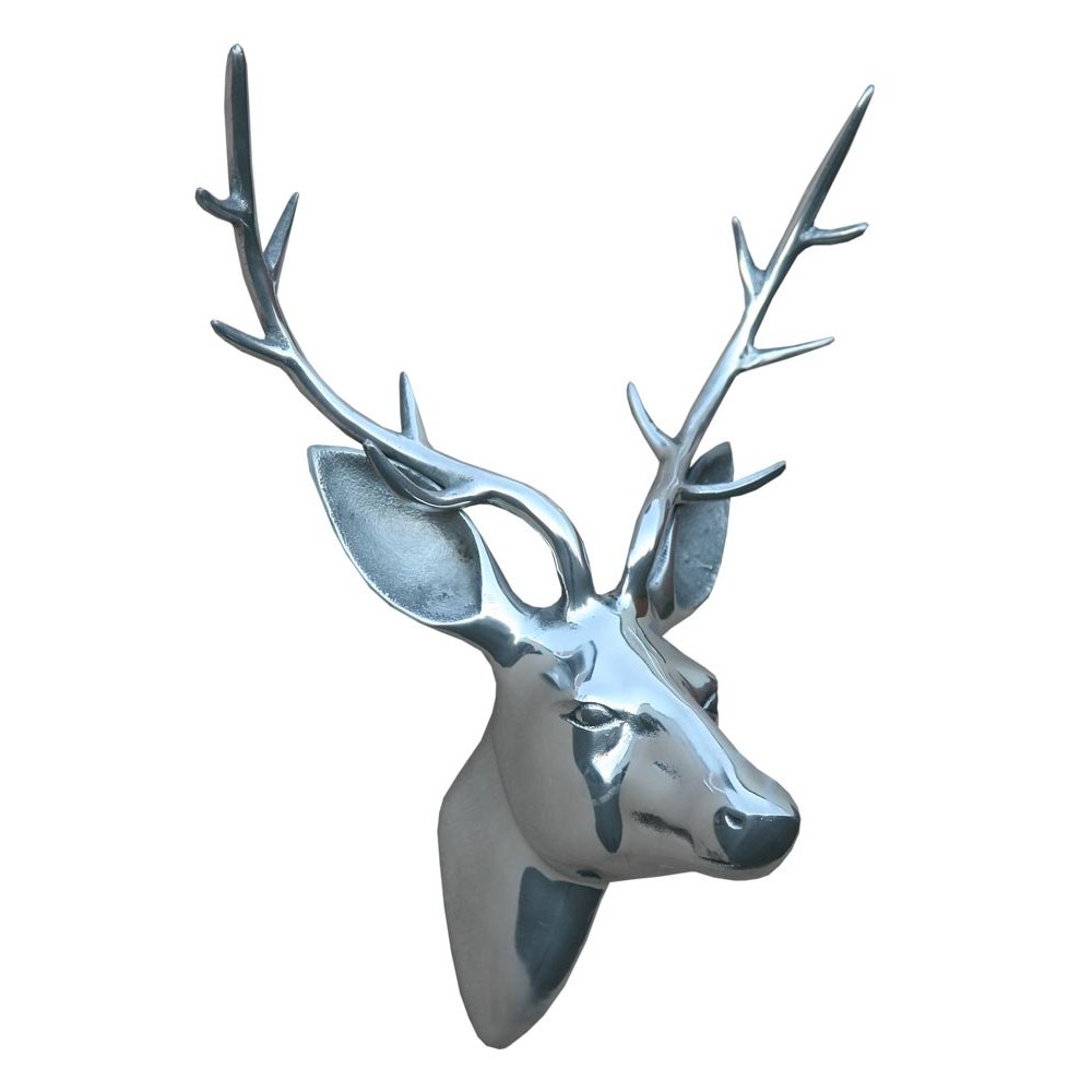 DUSX Aluminium Deer Wall Head, Aluminum, Sliver, 22x35x45 cm