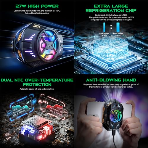 Image of Black Shark 4 Pro Phone Cooler Fun for Gaming, Cell Phone Cooler for iOS /Android (2.63-3.46 Inches) Semiconductor Heatsink Cooling