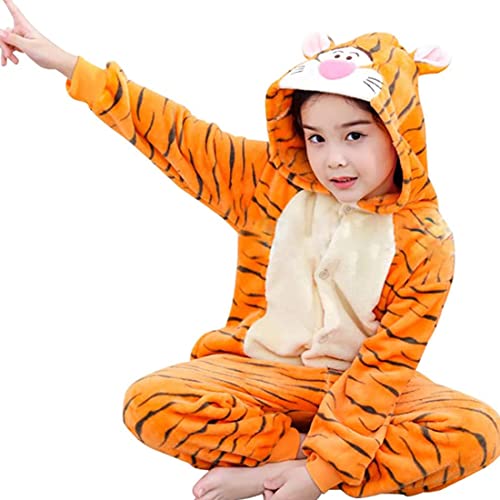 [puraspace] 虎 着ぐるみ パジャマ 子供用 大人用 虎柄 連体服 可愛い動物 部屋着 コスチューム ロンパース パジャマ 暖か カバーオール 赤ん坊 防寒 暖かいのサムネイル