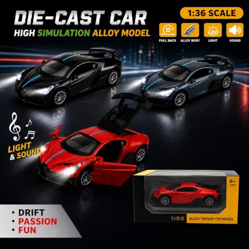Image of Khasala Brothers Diecast 1:36 Toy Car Metal Body Openable Doors, Bonnet & Boot Pull-Back Action for Kids Diecast Model (Colors as Per Stock) (Multi1)