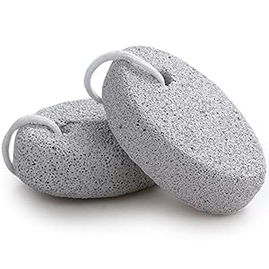 Natural Foot Pumice Stone for Feet, Borogo 2-Pack Lava Pedicure Tools Hard Skin Callus Remover for Feet and Hands – White&Red