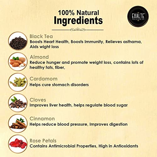 Exalte Tea Kashmiri Kahwa Tea Green Tea 100%Natural Spices -Loose Leaf For Everyday Wellness-Low Caffeine, Blend Of Darjeeling Green Tea, Almonds, Cardamom, Cloves, Cinnamon, Rose Petals (1.76 Ounces) #TOP3