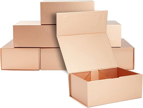 Miniatura 9 de Stockroom Plus Cajas de regalo para dama de honor, juego de 6, 9.5 x 7 x 4 pulgadas, oro rosa, cierre magnético oculto y tapas para regalos de dama