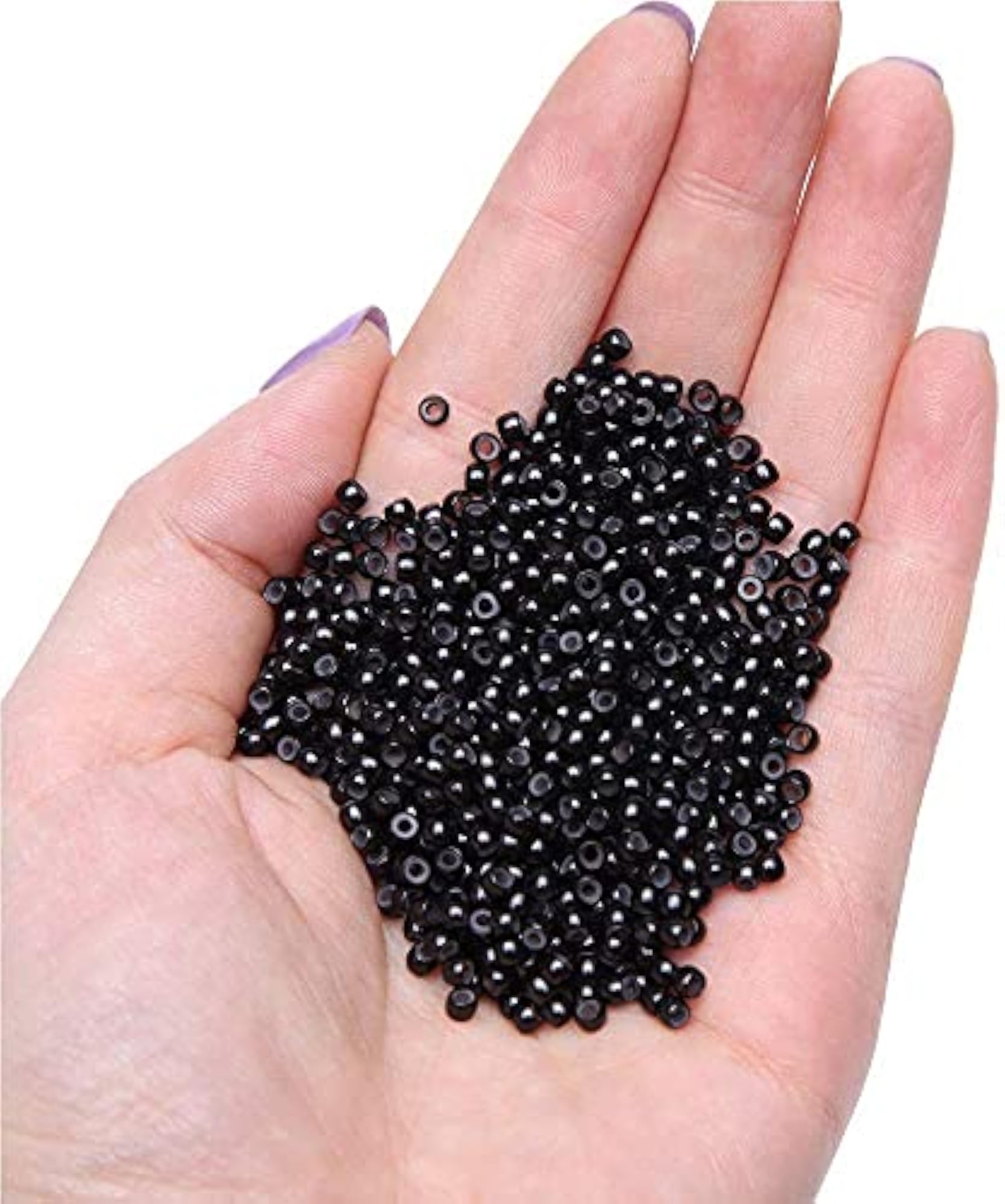 Nano Rings Silicone Lined Micro Beads for Hair Extensions, Black