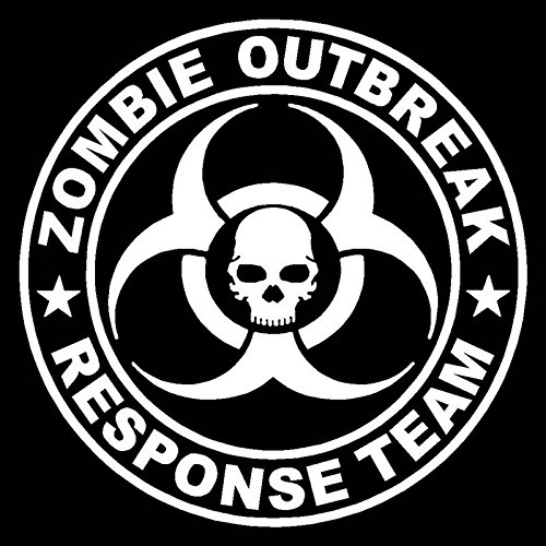 Sticker Zombie Outbreak Response Team blanc anti bulles pour masquer rayure voiture
