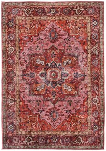 RugVista Georgia Oriental Teppich, 200 x 300 cm, Rot/Rosa | Orientalische, Rechteckig, Mittlerer Stapel, Maschinenwäsche, Oeko-Tex 100, Wohnzimmer, Schlafzimmer, Küche