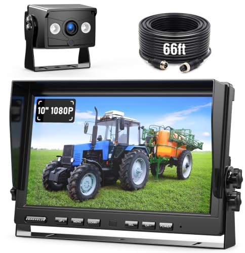 Image of ZEROXCLUB 10 inch 1080P Wired Rear View Backup Camera System, Quad Split Screen IP69K Waterproof Reverse Camera, Vibration-Proof 10G for Tractor, Truck, Trailer, Combine, Heavy Equipment, BH101