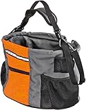 Halsband-Arretierung Karlie Hundetransportkorb aus Nylon mit Klick fix Adapter, 38 x 28 x 27 cm, orange/grau