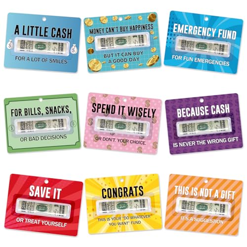 Diltik 9 Pack Funny Cash Gift Cards Variety Money Holder for Cash Gifts Creative Cash Envelope Alternative Cute Fun Money Gift Card Holder for Birthday Christmas Graduation Party Gifts