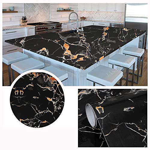 Image of KASHIVAL Kitchen Wallpaper Oil Proof,Waterproof self-Adhesive Wall Stickers for Kitchen Anti-Mold and Heat Resistant Backsplash Wallpaper (Size : 60 * 200 cm) (Black Gold A31)