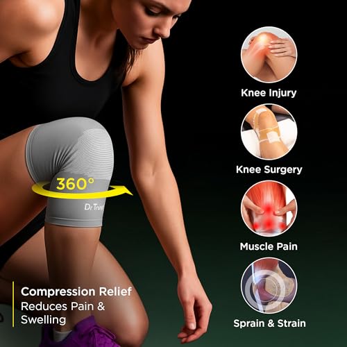 Image of Dr Trust USA 4501 Knee Cap Support for Joint Pain Relief During Sports, Gym, Running, Exercise, Cycling, Workout|Anti-Sweat Compression Knee Brace for Men and Women - Large (1 Pair)