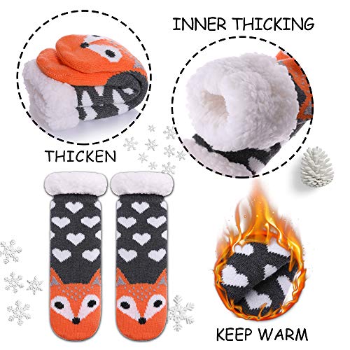 Yebing Kids Boys Girls Slipper Socks Cute Animal Fuzzy Winter Warm Fleece Lining Christmas Socks With Grippers4
