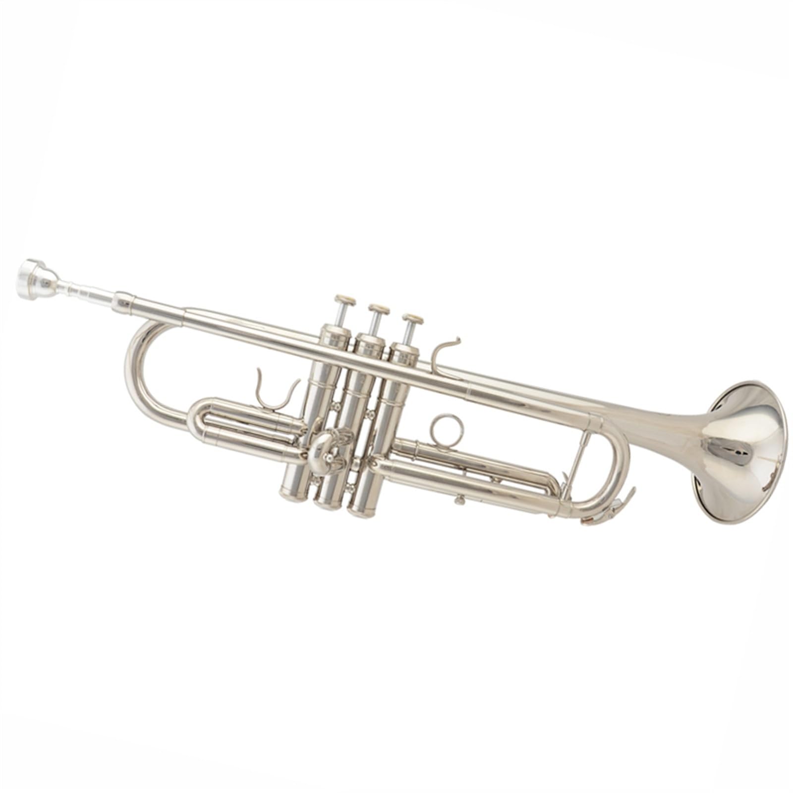 Standard Trąbka Trąbka B-dur Profesjonalna Dla Dorosłych Początkujących Instrument Dęty Trąbka Lakierowana Złoto Srebrzona Stal Nierdzewna(Silver)