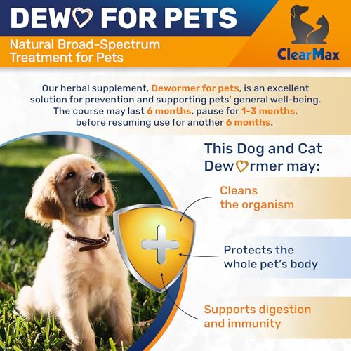 Dewo for Cats – Dewo Herbal Cleanse for Dogs and Cats with Оregano and Pumpkin Seed Extracts – Dog Natural Broad Spectrum Cleanser for Digestion Care and Support – 2 oz