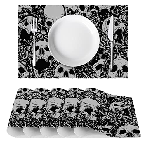 Sets de table en tissu Oxford résistant à la chaleur, linge de table lavable motif rose