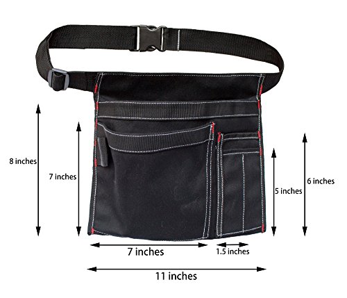 Tool Pouch Mdstop Single Side Apron With 5 Pockets And 1 Hammer Loop, Fits For Hammer, Pencils, Screwdrivers Etc. (Black) #TOP1