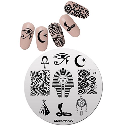 Mezerdoo Egypt Eye Pharaoh Pyramid with Snake Pattern Round Nail Image Stamp Plates