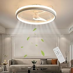 Ventilador Techo Compacto Baerolc Ventilador de Techo con Iluminación, 40CM 32W Lámpara de Techo con Ventilador LED Regulable Ventilador de Techo con luz 6 Velocidades Ventilador de Techo para Dormitorio Cocina Comedor