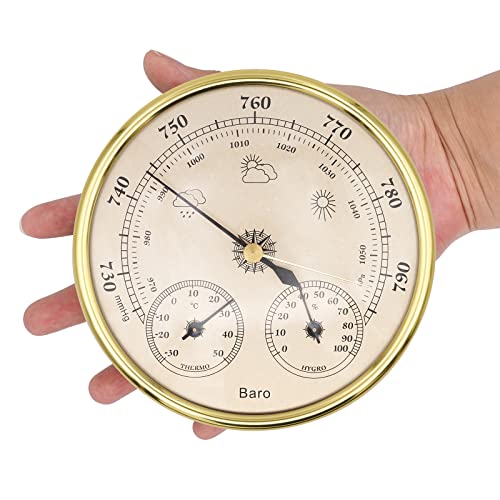 Minyulua Outdoor Barometer Thermometer Hygrometer 3 In 1 Weather Station For Home Indoor Office Wall Decor (Gold) #TOP6