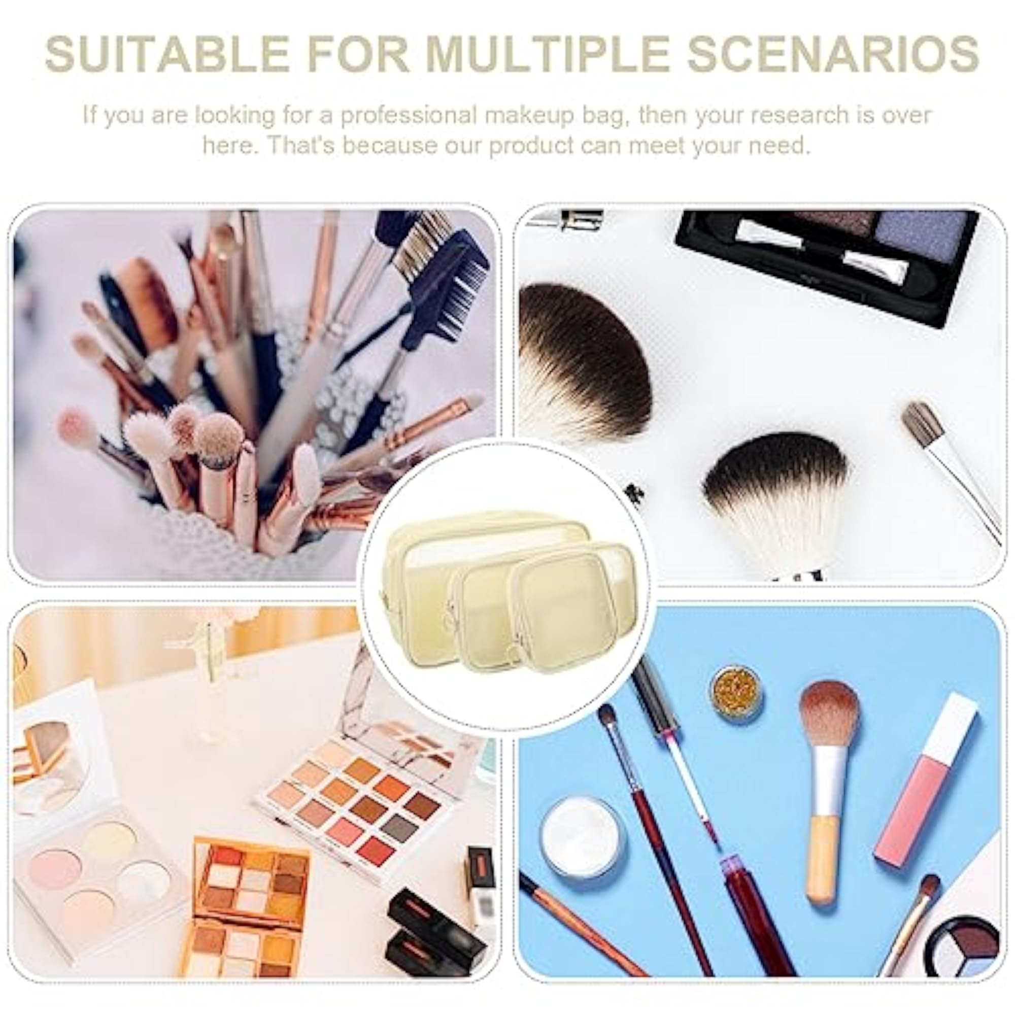 3pcs Makeup Bag Zipper Travel Pouch Assortment