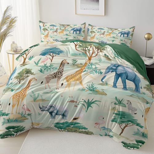 Afrika Wild Tiere Bettbezug, Bettwäsche-Sets Mikrofaser 135 x 200 cm 2...