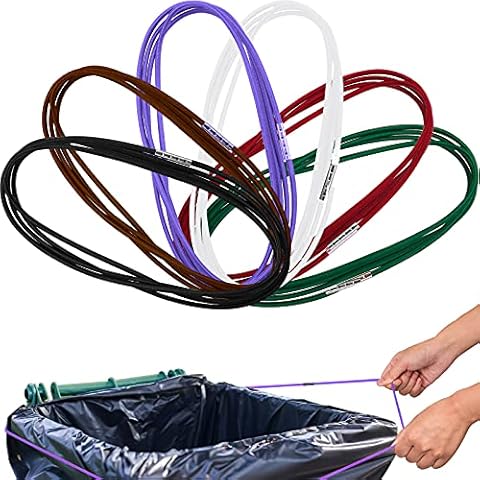 6 Pieces Trash Can Bands Garbage Bag Elastic Bands Trash Band Loop, 102 Inch to 150 Inch Perimeter for Garbage Can from 60 Gallon to 98 Gallon, 6 Colors Cover