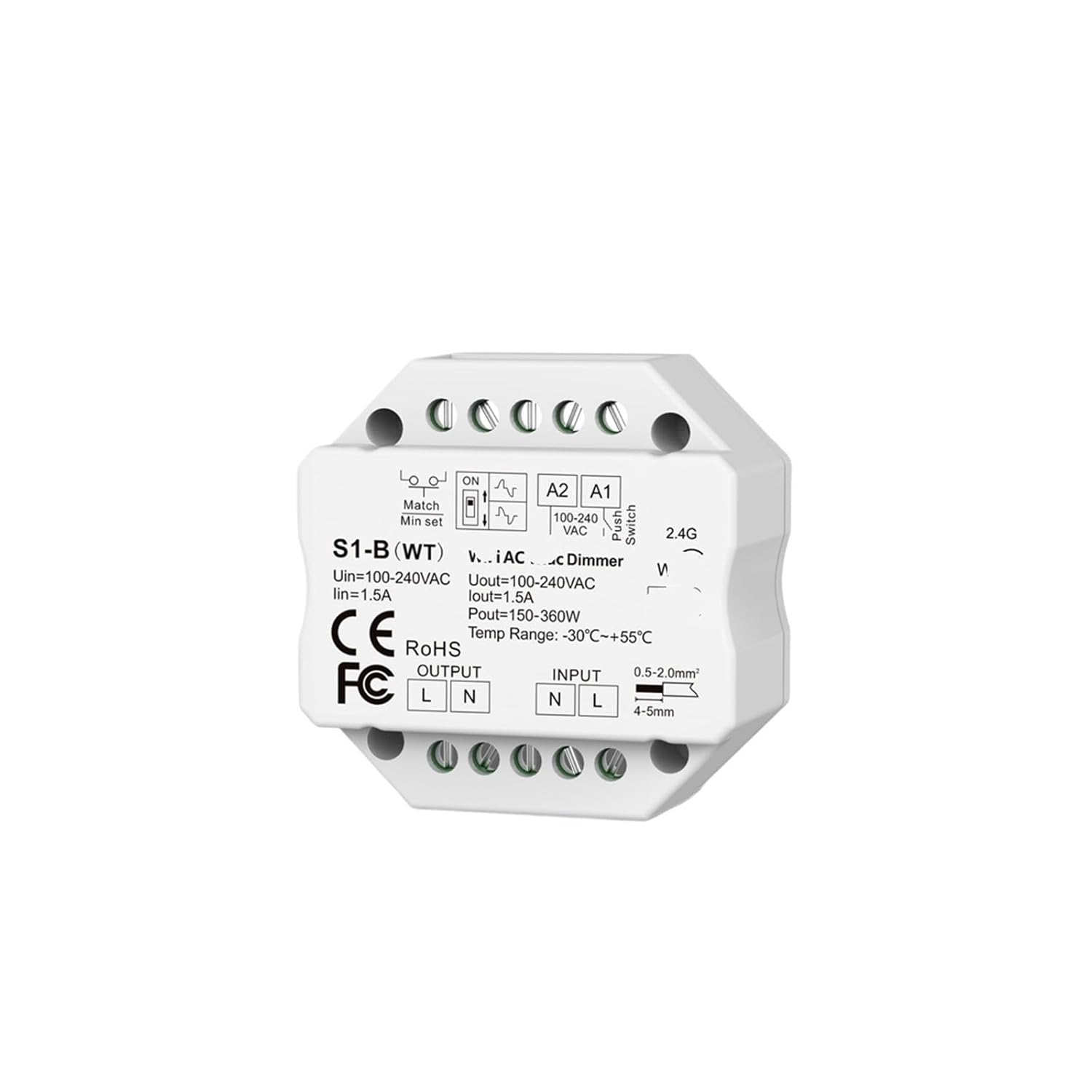 LED Dimmer S1-B(WT) 2.4G 230V 110V AC Thyristor Dimmer for Dimmable LED Bulbs 220V S1-B