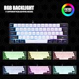 60% mini klawiatura RGB, 61 klawiszy, podświetlenie LED, ergonomiczna, mechaniczna, przewodowa, do gier, biura, biznesu, biała