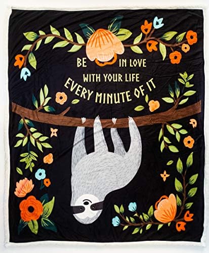 BE 0ne Cute Sloth Throw Blanket - Cozy Soft Plush - Two Layers! Sherpa Fleece and Mink - Novel Gift! - 50" x 60"