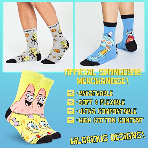 SPONGEBOB SQUAREPANTS Mens Socks, 5-Pack Socks Men 6.5-9.5, Funny Gifts for Men