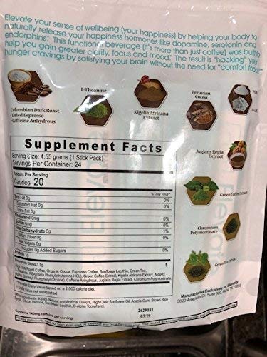 ELEVACITY Elevate Smart Coffee Individual serving stick packs- 24 servings per bag, 20 calories & 140 mg caffeine/serving, ORIGINAL FORMULA