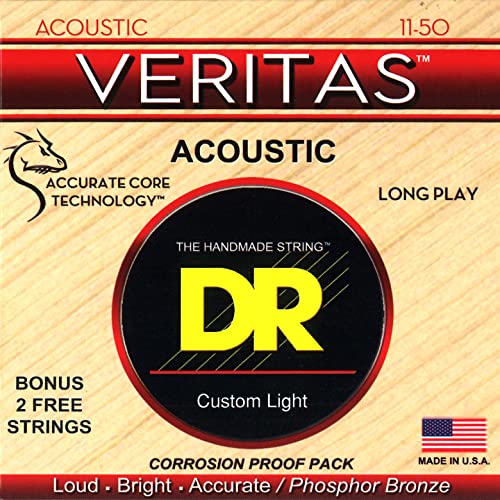DR String VTA-11 Veritas Jeu de cordes pour guitare acoustique - Les Beatles, Paul McCartney, John Lennon, RIngo Starr, George Harrison DR String VTA-11 Veritas Jeu de cordes pour guitare acoustique