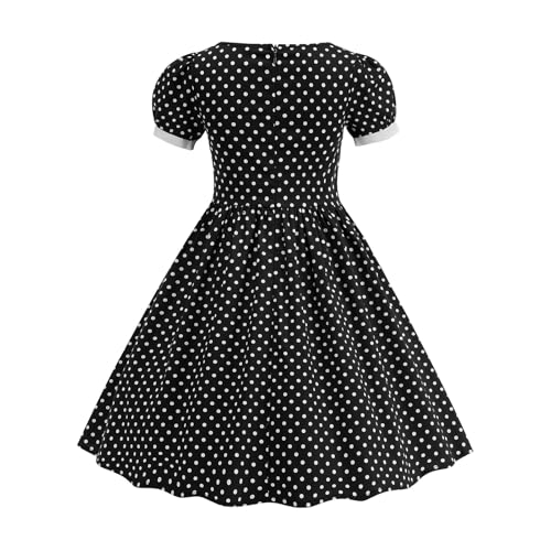 IWEMEK Kids Girls 50s Vintage Dress Retro 1950s 50's Style Swing Dress A line Tea Party Audrey Hepburn Rockabilly Dresses3