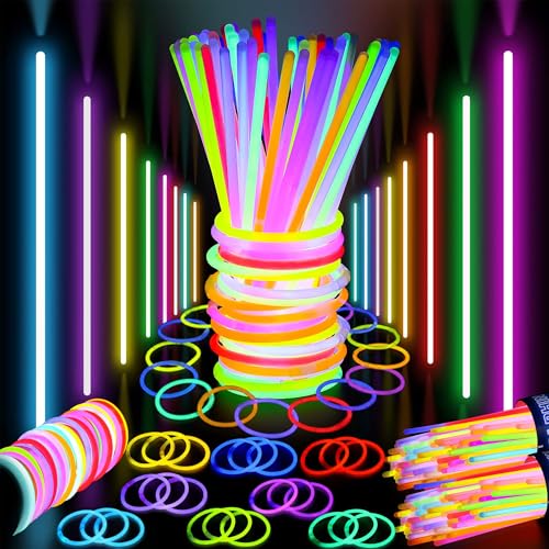 Duravel Glow in the Dark Stick Set Multi-Coloured 50 Glow Sticks with 46 Connectors 2 Ball Connectors 3 Triple Connectors for Party Decorations