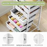 SYKIARIOL Wózek łazienkowy z 6 szufladami i blatem drewnianym, biały