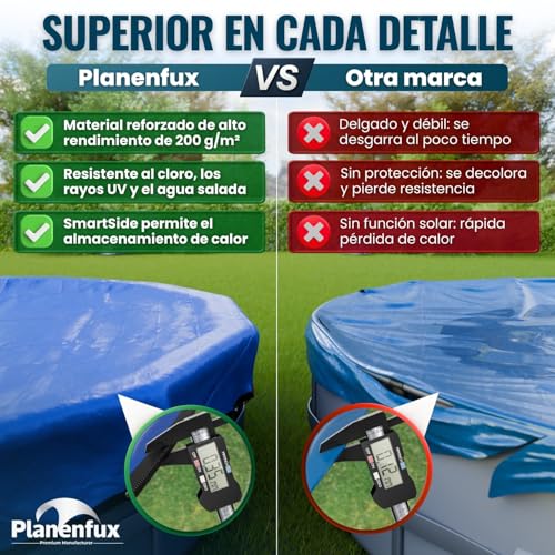 Miniatura 3 de Planenfux Cobertor De Invierno Redondo Para Piscinas De Ø 460 Cm 420-460 Cm 2-En-1 De Material Pe De 200g M Uv-Resistente Lona Solar Invierno Verano Ø520cm Lona De Piscina Redonda