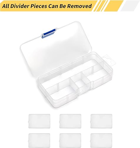 Miniatura 5 de MroMax Caja de almacenamiento de componentes PP 5.118x2.756x0.866 in Organizador de plástico Contenedor ajustable 10 rejillas extraíbles Cajas de