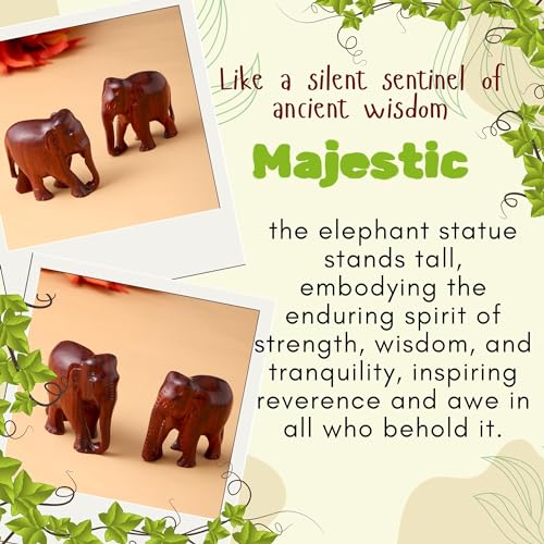 Image of RDK Red Sandalwood Elephant Pair Idol - Natural Lal Chandan Wooden Miniature Figurine Set for Home Decor & Vastu - 1 Inch Handcrafted Spiritual Murti Combo