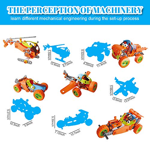 BeebeeRun 5 in 1 Educational Construction Building Toys Set for Kids, DIY Building Blocks Learning STEAM Toys, 136 Piece Creative Building Games for Boys & Girls Age 3 4 5 6 7 8 9 10 Year Old