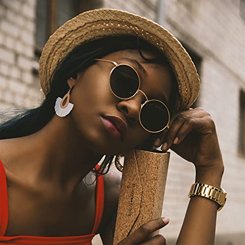 Image of Ladies Handmade Rattan Earring - Tassel A Type Straw Wicker Earrings Bohemian Geometry Earring Circle Pie Shape Earrings